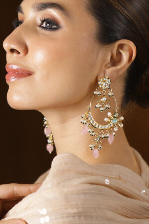 Soft Blush Pink & Kundan Chandbali