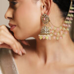 Blooming Kundan Jhumka with Kaan Chain