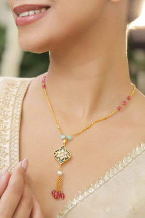 Captivating Multicolour Gold Plated Pendant Necklace