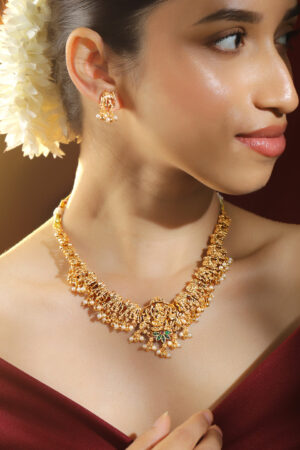 Ganesh & Elephant Motif Pearl Necklace Set