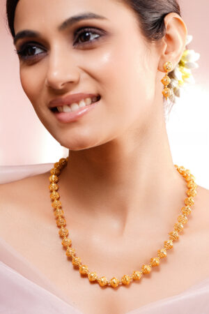 Gold Beaded Traditional Necklace Set