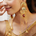 Floral Red & Green Kashmiri Dangler Jhumkas