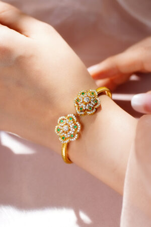 Emerald Cubic Zirconia Floral Cluster Bracelet