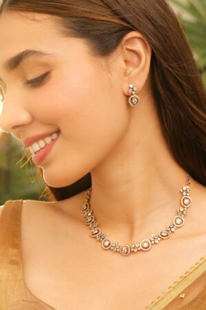 American Diamond Zirconia Floral Necklace Set
