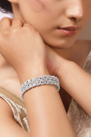 Frosted Radiance Zirconia Studded Bangles