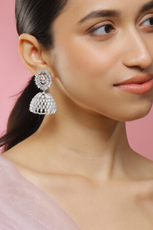 Dance of Sparkle & Tradition American Diamond Zirconia Jhumka
