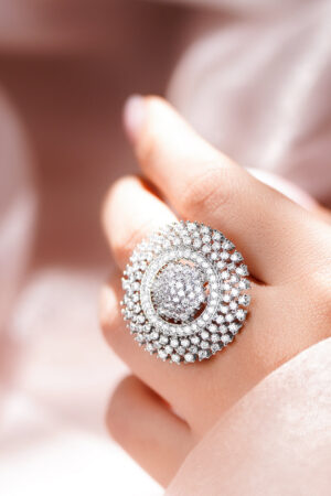 Cubic Zirconia Sunburst Cocktail Ring
