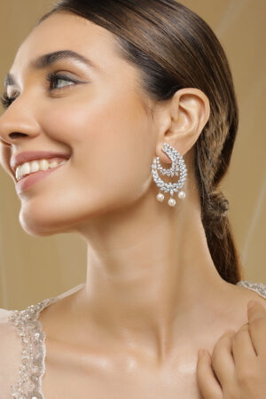 Moonrise CZ Sparkle Pearl Crescent Drops