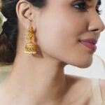 Festive Ruby Pearl Temple Jhumkas