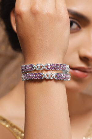American Diamond Zirconia Purple Bangles Set Of 2