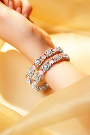 Pastel Pink American Diamond Designer Bangles
