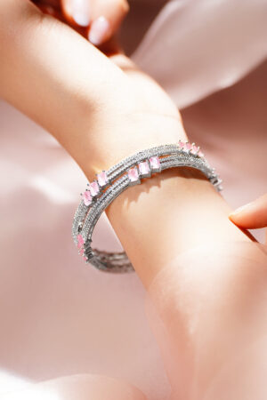 Pink Zirconia Marquise Accent Bangles