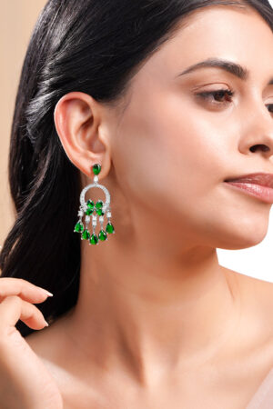 Emerald Crystal Cascade Statement Earrings