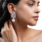 Crystal Bloom Pearl Drop Earrings
