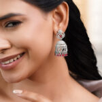 Ruby Glow Cubic Zirconia Dome Jhumka Earrings