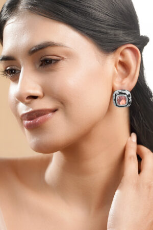 Blush Frost Crystal Stud Earrings
