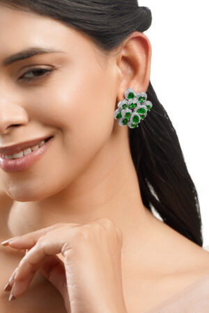 Emerald Crystal Floral Studs