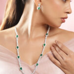 Emerald Studded American Diamond Zirconia Necklace Set