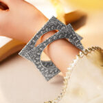 Oxidised Engraved Square Carved Statement Bangles