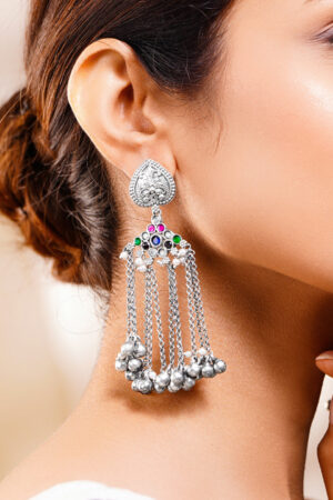 Oxidised Ghungroo Tassel Dangler Earrings