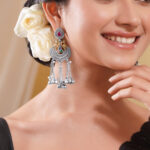 Black Pearll Oxidised Silver Tone Brass Multicolour Ghungroo Tassels Dangler Earrings