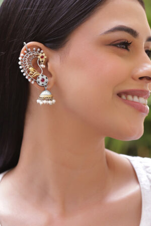 Elegant Pearls Multicolor Oxidised Jhumka