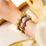 Oxidised Gold Silver Statement Dual Tone Bangles