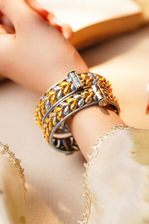 Dual Plating Oxidised Textured Bangles