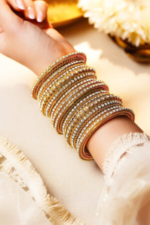 Crystal Luxe Stacked Gold Bangles