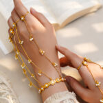 Golden Bloom Pearl Kashmiri Haathphool Bracelet