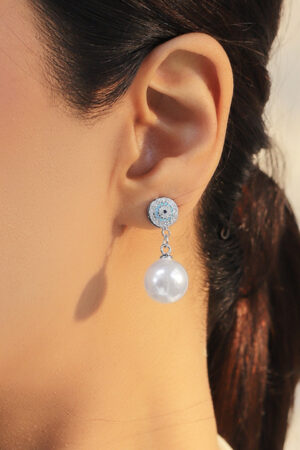 Evil Eye & Pearl Drop Earring