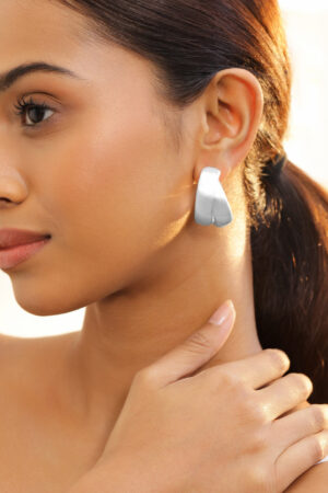 Silver Textured Twist Hoop Earrings