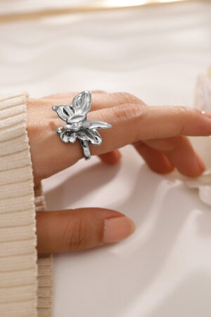 Black Pearll Voguish Rhodium-Plated Butterfly Design Statement Adjustable Ring