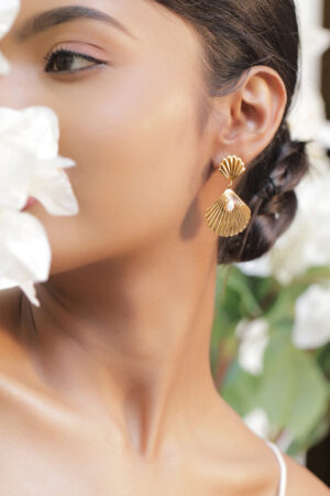 Chic Ocean Shell Drop Pearls Earrings