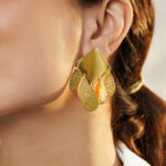 Gold Toned Leaf Drop Earrings