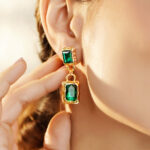 Green Crystal Drop Earrings
