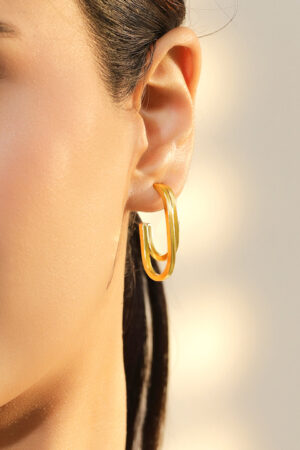 Dual Layered Open-Hoop Gold Earrings