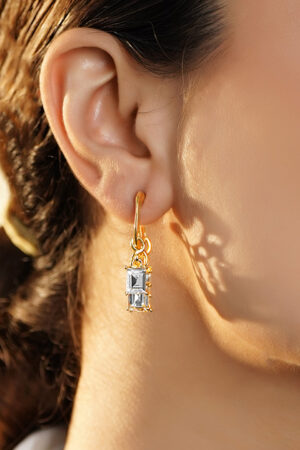 Crystal Drops Gold Toned Earrings