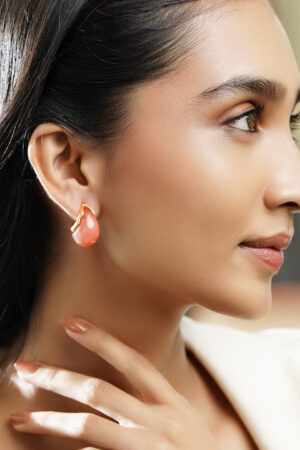 Black Pearll Voguish 18K Gold-Plated Peach Resin Swirl Design Stud Earrings