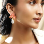 Pink Floral Pearl Drop Earrings