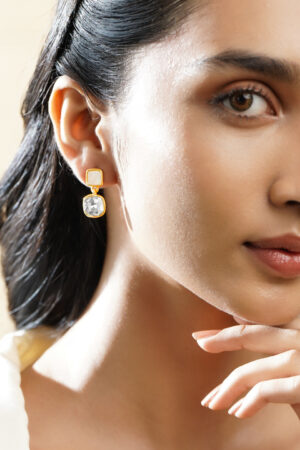 Black Pearll Voguish 18K Gold-Plated White Stone & Mother-of-Pearl Drop Earrings