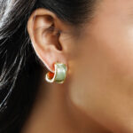 Green Curved Half-Hoop Earrings