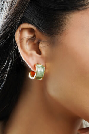 Green Curved Half-Hoop Earrings