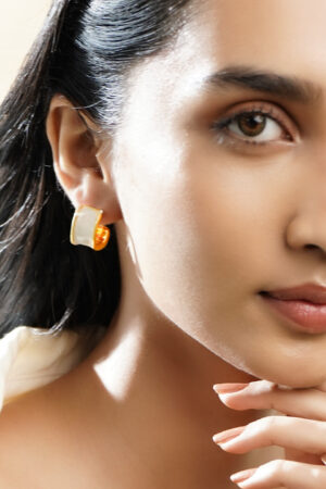 White Curved Half-Hoop Earrings