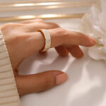 Triple Layer Eternity Gold Plated Stainless Steel Brand Ring