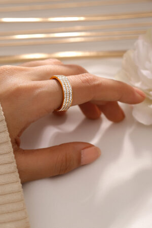 Triple Layer Eternity Gold Plated Stainless Steel Brand Ring