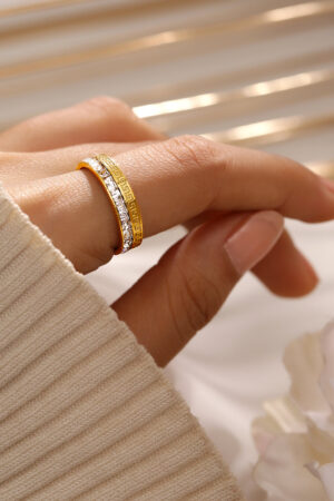 Gold plated American Diamond Zirconia Channel Ring