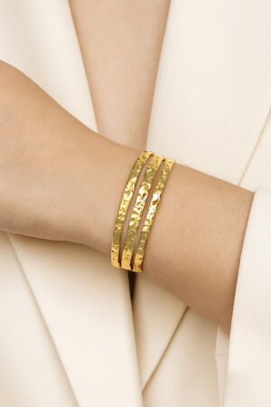 Triple-Strand Bold Statement Golden Cuff Bracelet