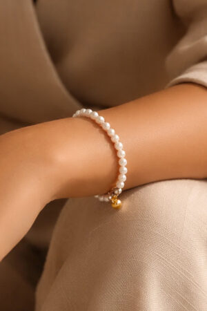 Demifine 18K Gold Plated Stainless steel Pearl Beaded Bracelet
