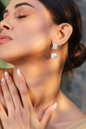 Luxe Pearl American Diamond Zirconia Drop Earrings